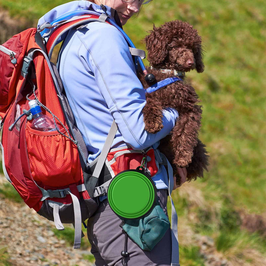 5-Pack Collapsible Travel Pet Bowls with Carabiners, Bpa-Free TPE Foldable Dog Cat Feeding Dish for Hiking, Camping, Multi-Pet Use (380Ml, Red+Blue+Green+Yellow+Orange)