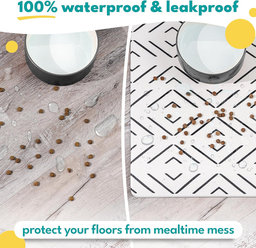 Large Dog Mat for Food and Water, Cat Feeding Mat | Large Waterproof Dog Bowl Mat | Non-Slip Pet Food Mat for Floors | Pet Mats for Food and Water | Easy to Clean