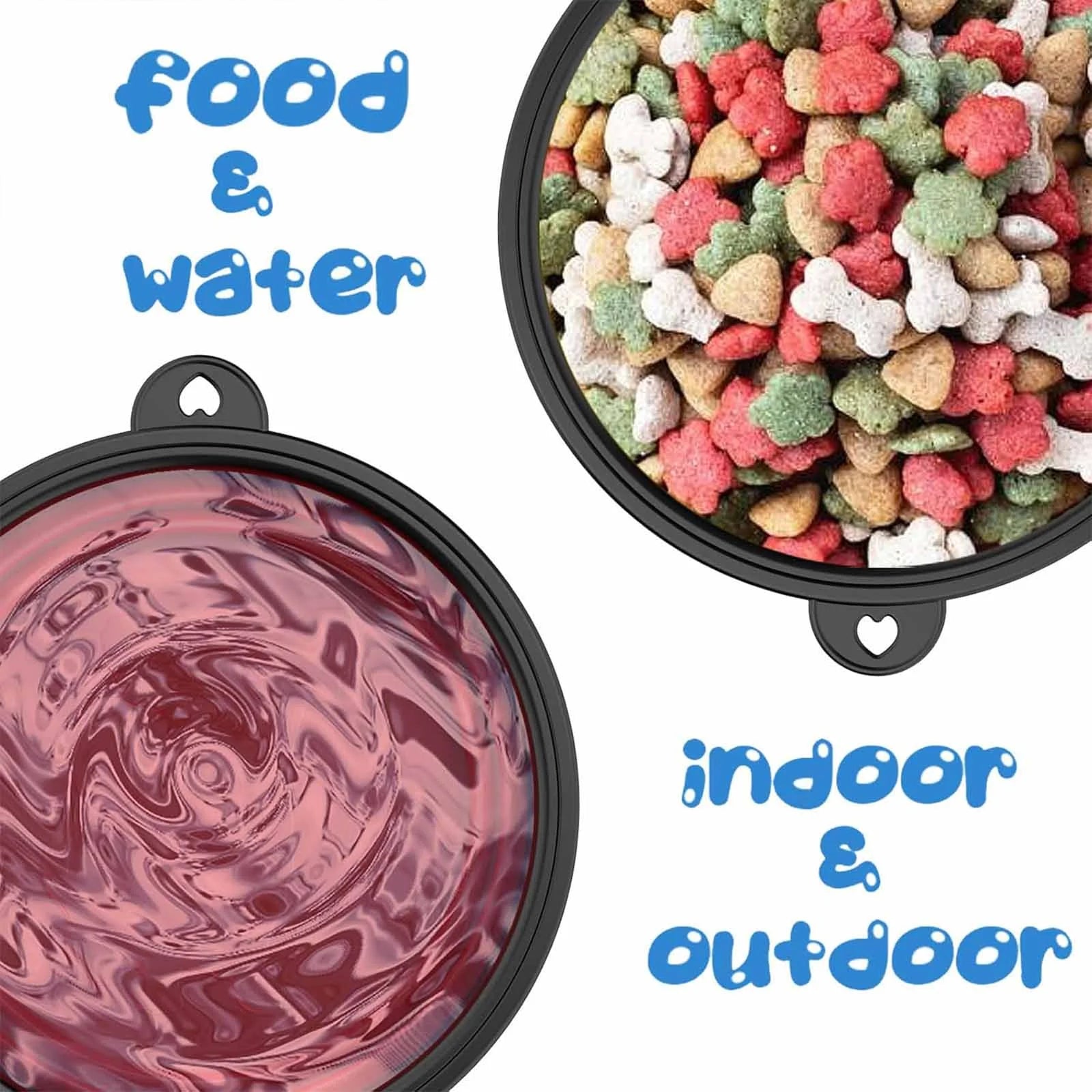 5-Pack Collapsible Travel Pet Bowls with Carabiners, Bpa-Free TPE Foldable Dog Cat Feeding Dish for Hiking, Camping, Multi-Pet Use (380Ml, Red+Blue+Green+Yellow+Orange)