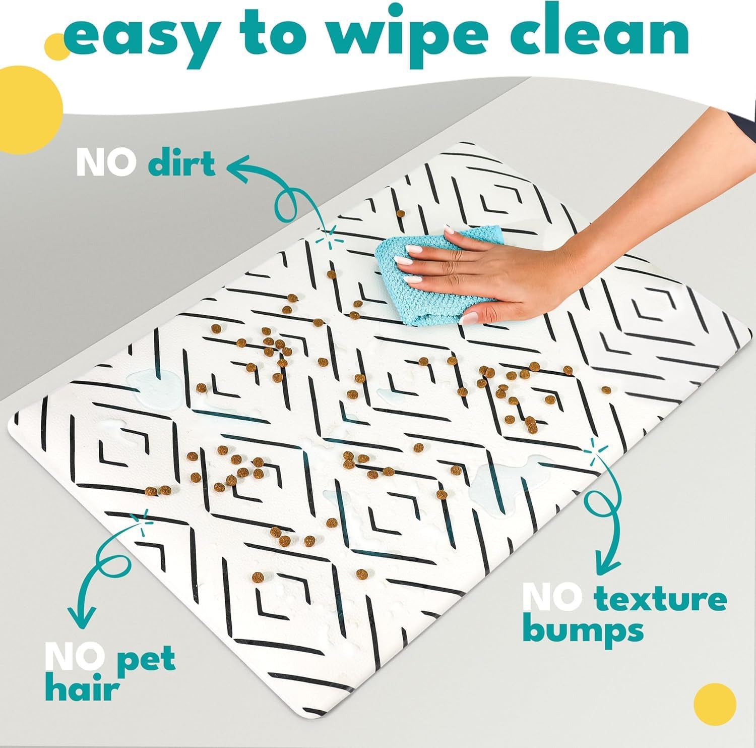 Large Dog Mat for Food and Water, Cat Feeding Mat | Large Waterproof Dog Bowl Mat | Non-Slip Pet Food Mat for Floors | Pet Mats for Food and Water | Easy to Clean