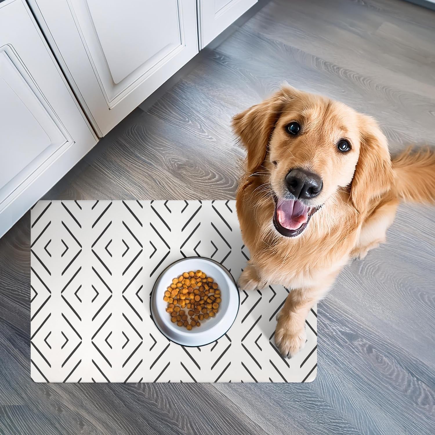 Large Dog Mat for Food and Water, Cat Feeding Mat | Large Waterproof Dog Bowl Mat | Non-Slip Pet Food Mat for Floors | Pet Mats for Food and Water | Easy to Clean