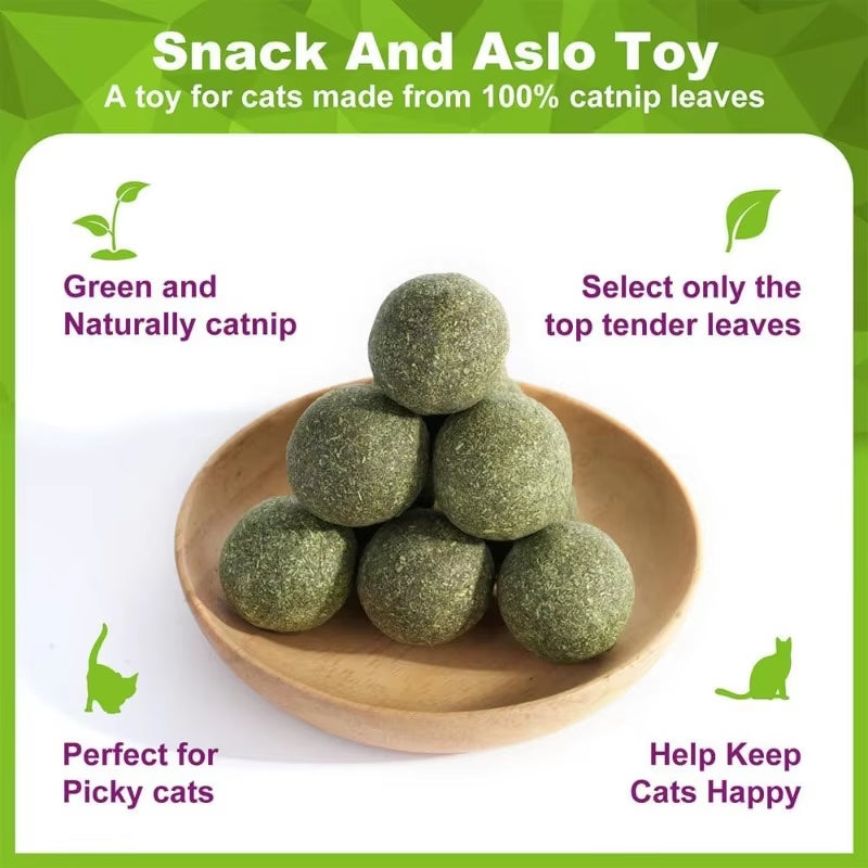 5/10/20Pcs Natural Catnip Balls Kitten Cat Nip Ball Licker Toy for Cats of All Breeds,Lick Ball Toys That Fascinate Pet Cats